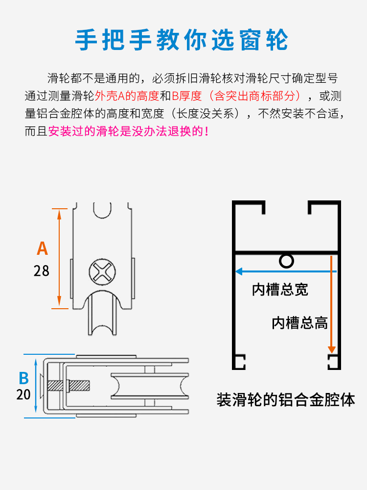 80型铝合金门窗滑轮802老式推拉窗户轨道滚轮玻璃移门不锈钢铜轮 - 图2