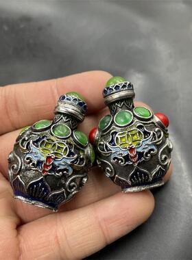 华夏美玉 藏式复古做旧鼻烟壶 特价