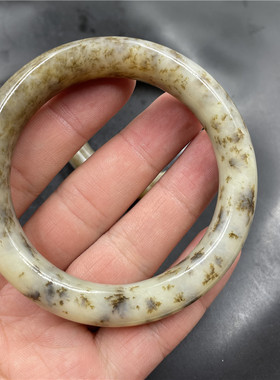 华夏美玉 天然和田玉圆条手镯 女款糖玉镯子