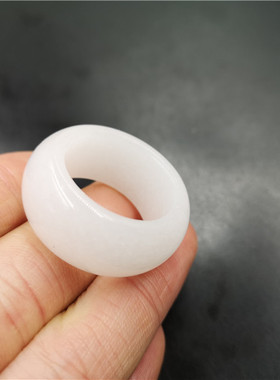 华夏天然白玉男款大号阿富汗戒圈