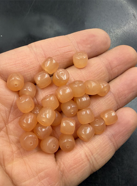 华夏美玉 DIY饰品配件青白色玉石老型珠散珠 香槟色筒珠算盘珠