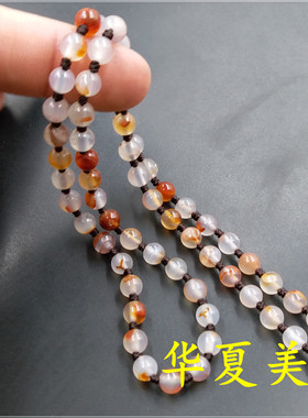高档朱砂玛瑙圆珠项链绳毫米链子