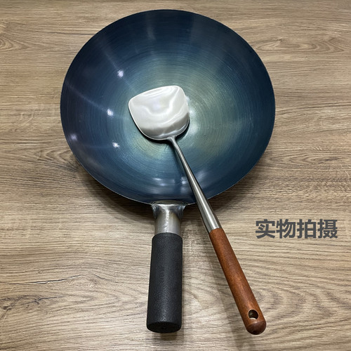 铁锅老式家用炒菜锅厨师炒锅燃气灶适用轻薄熟铁不粘锅无涂层圆底 - 图0