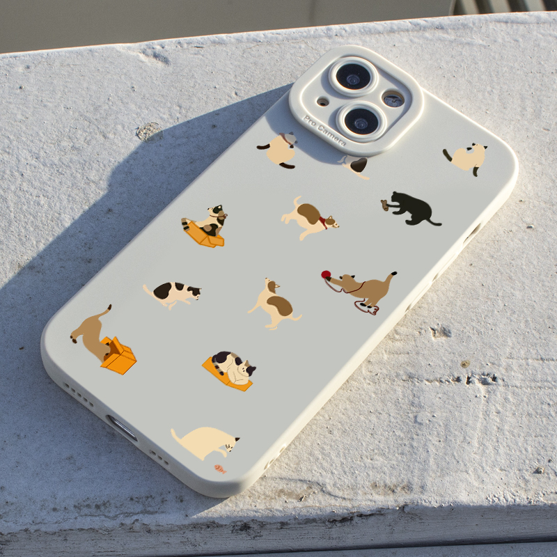 简约猫咪iPhone17手机壳16Promax苹果15套14新款13日韩12可爱11卡通x少女超萌xr趣味xs全包防摔8plus适用女7p - 图1