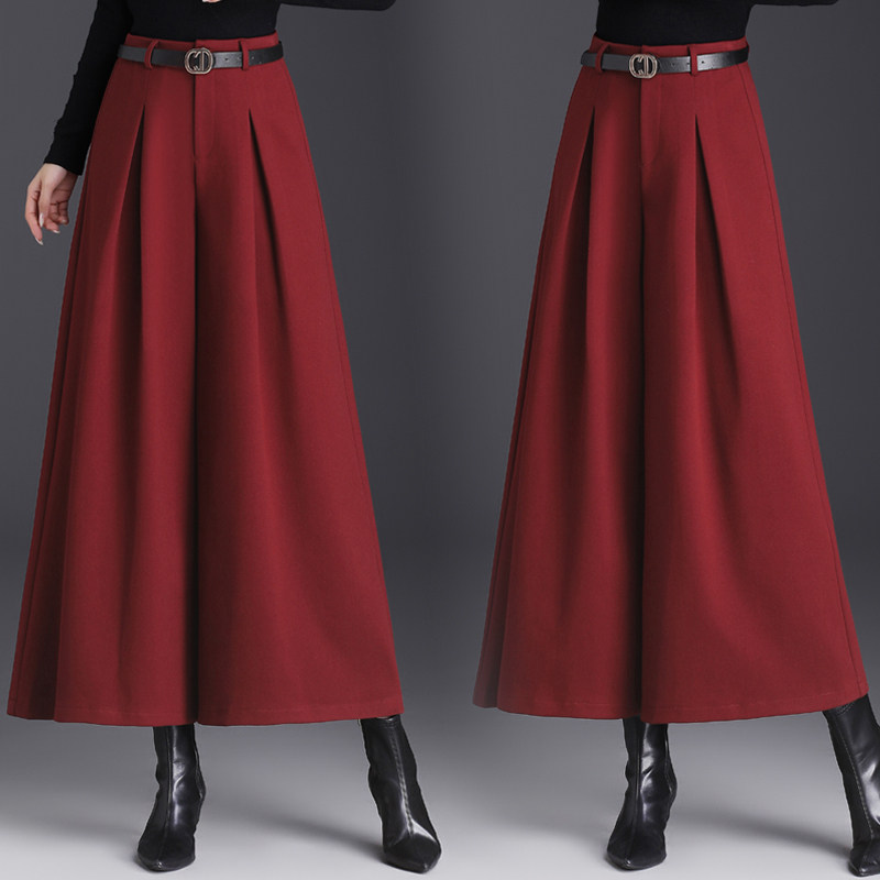 2025新款春秋款时尚气质阔腿裤女高腰显瘦百搭休闲毛呢九分裙裤潮,淘宝优惠券,粉丝福利购,淘宝优惠卷