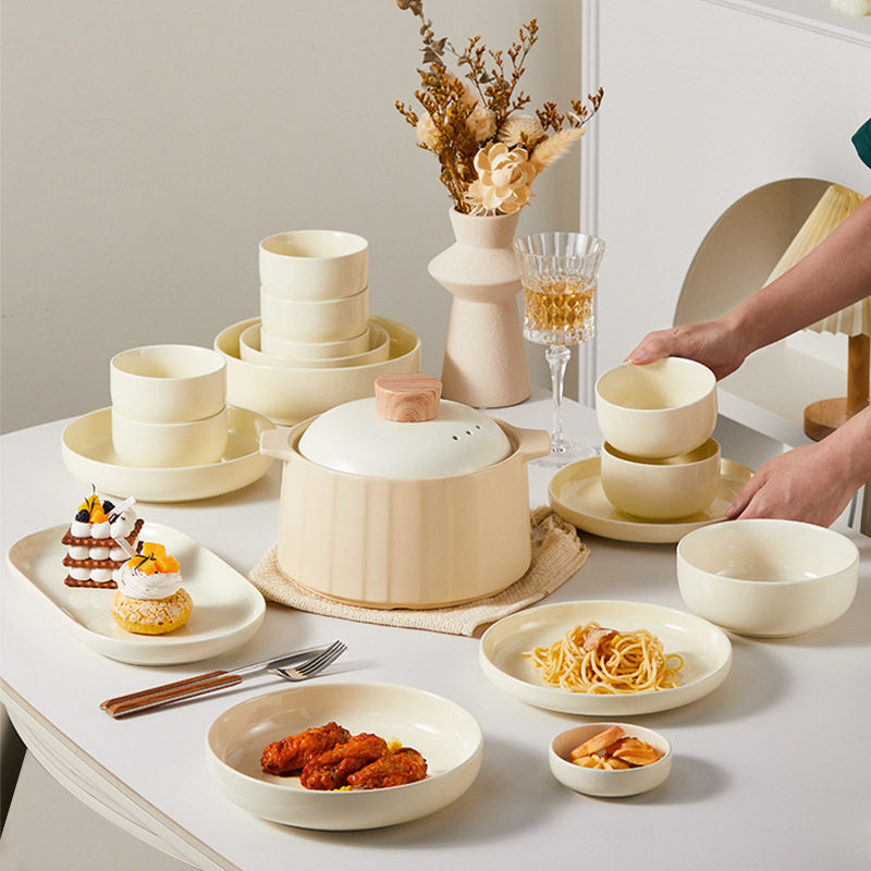 碗碟套装家用法式奶油风高颜值餐具碗家用2023新款乔迁礼品碗套装,淘宝优惠券,粉丝福利购,淘宝优惠卷