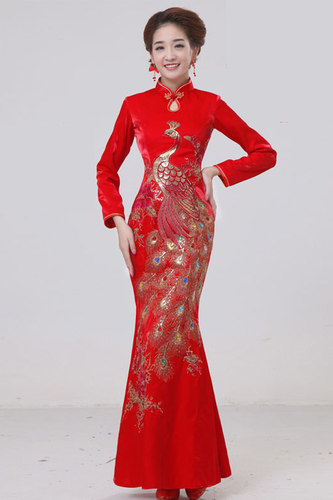 鱼尾旗袍结婚长款红色新娘敬酒服新款2025中式晚礼服修身QP1823女 - 图1