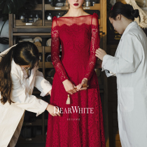 Dear white romanticism red lace gown wedding gown wedding gown wedding dress Evening gown