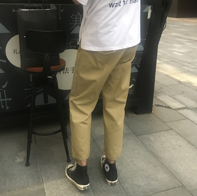 裤子 INS 休闲裤男工装裤裤子韩版潮流九分裤夏季直筒宽松薄 超火 裤子 INS 休闲裤男工装裤裤子韩版潮流九分裤夏季直筒宽松薄 超火