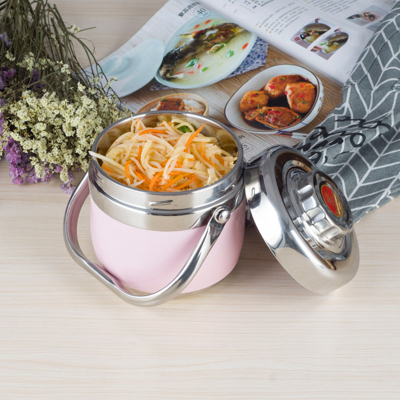 金麒麟双层不锈钢饭盒保温提锅、保温桶，彩色保温便当盒学生饭盒,淘宝优惠券,粉丝福利购,淘宝优惠卷
