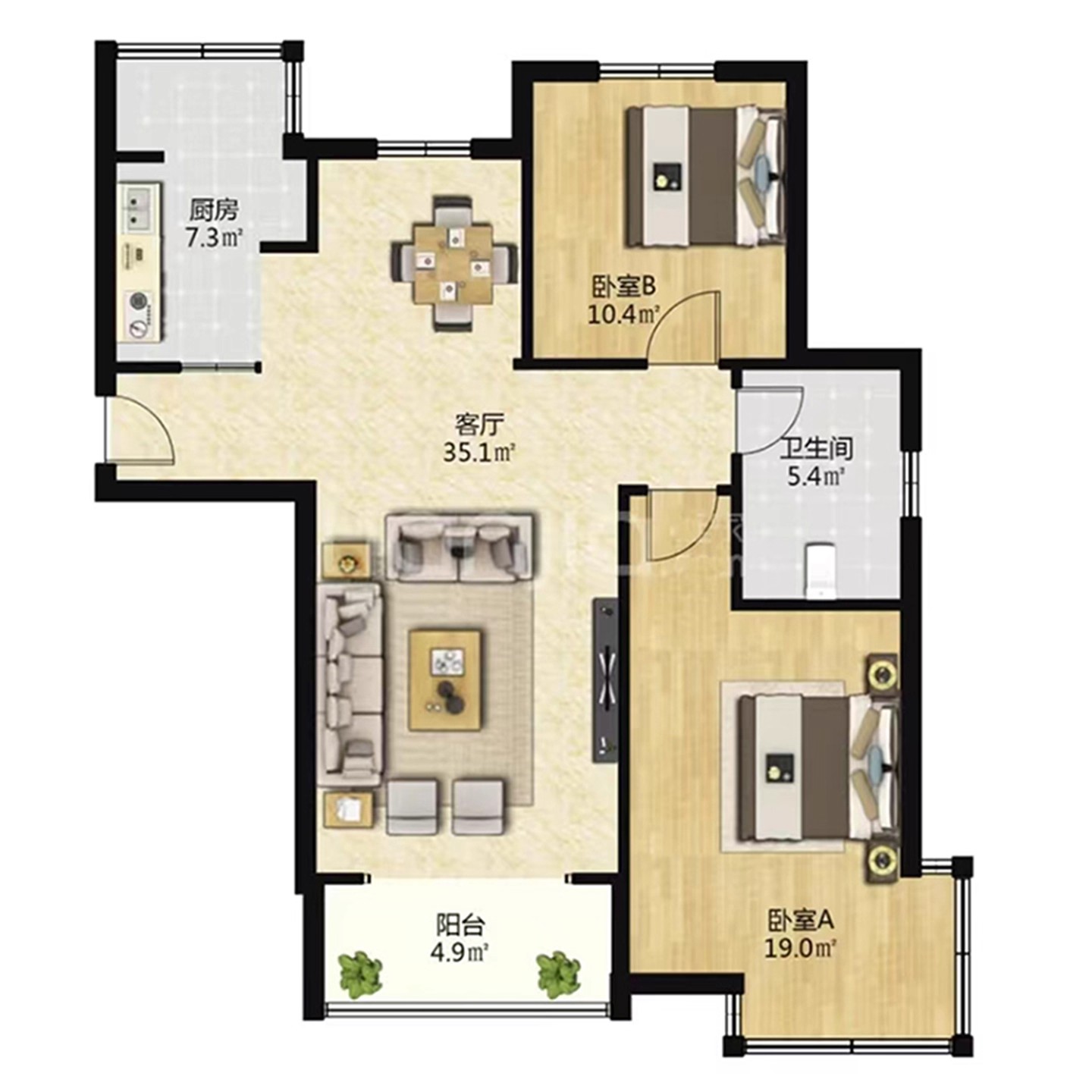 户型图在线分析店铺办公室住宅家居布局看房子选房屋装修缺角摆件 - 图1