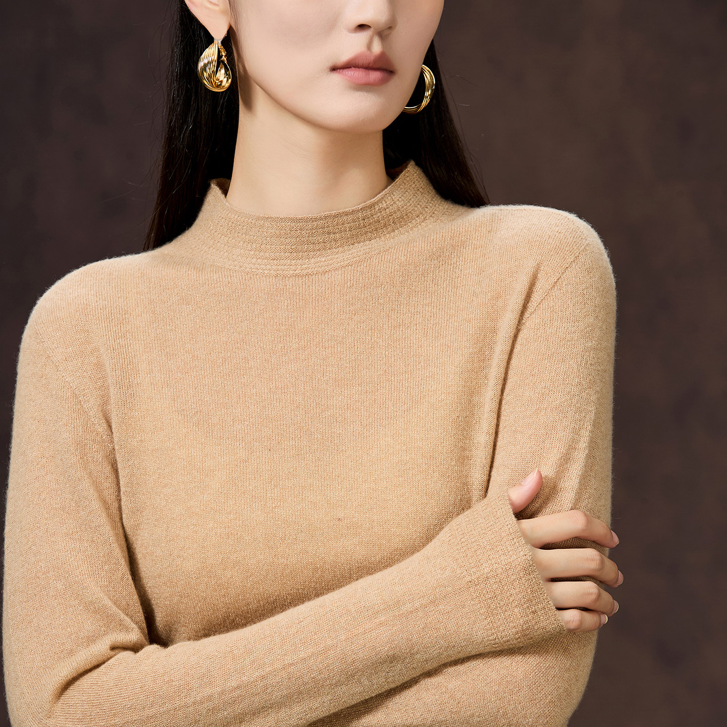 2025秋冬新款100%纯山羊绒衫女半高领打底衫紧修身套头毛衣,淘宝优惠券,粉丝福利购,淘宝优惠卷