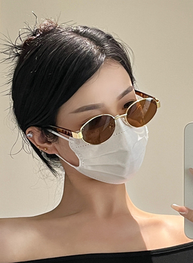 2025复古时尚金属框椭圆形墨镜男女春夏季百搭出游高级感太阳眼镜