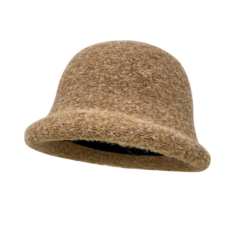 韩系绵羊毛时尚简约保暖渔夫帽子女2025新款秋冬季百搭显脸小盆帽,淘宝优惠券,粉丝福利购,淘宝优惠卷