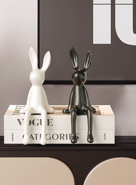 酒柜电视柜台面摆件轻奢高档情绪稳定神器客厅坐姿兔装饰品高级感