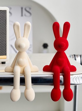 坐姿兔子玄关摆件轻奢电视机柜背景墙客厅家居软装饰品小众高级感