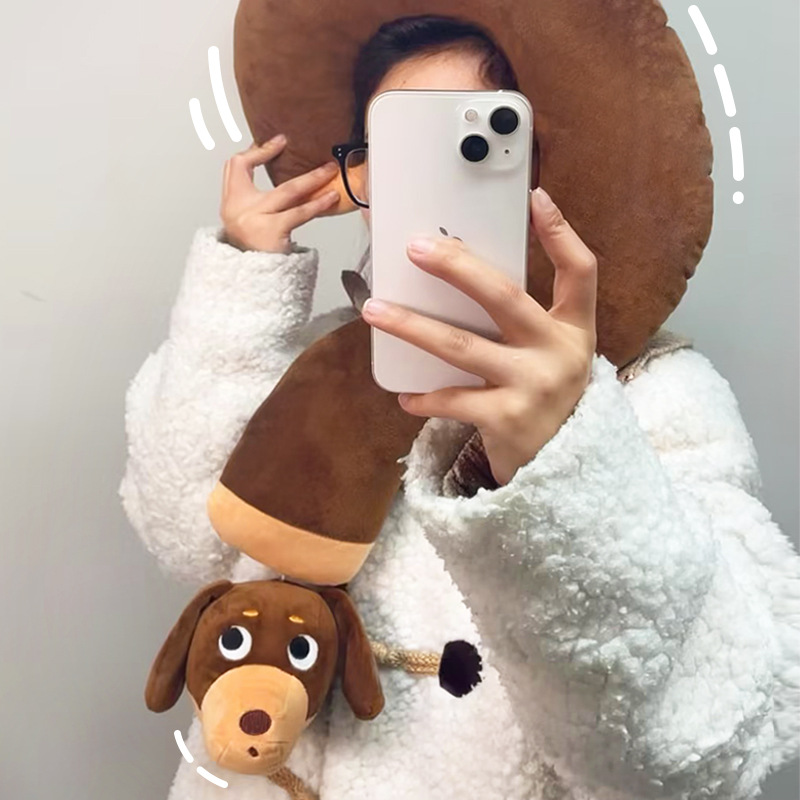 问号颈枕腊肠狗U型枕学生旅行稀奇古怪实用高级抱枕送人毛绒玩具 - 图0