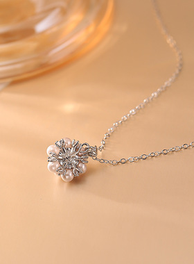 曼塔玫瑰施家玻璃珍珠锆石吊坠项链高级感时尚精致优雅气质锁骨链