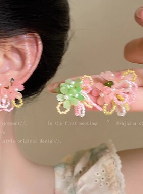 多巴胺超仙串珠项链女早春2025新款颈链配饰海棠花森系甜美锁骨链