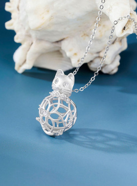 跨境S925纯笼子吊坠女小众设计盒子魔盒精油锁骨链条DIY空托配件