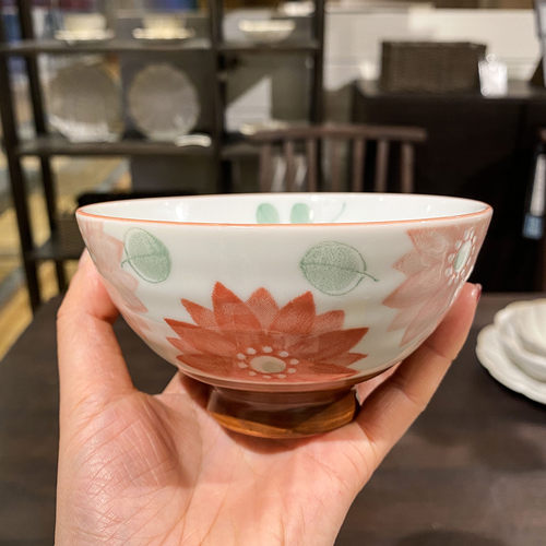 日本进口 日式和风花卉餐具釉下彩陶瓷米饭碗 家用高脚小饭碗单个 - 图2