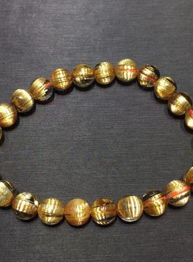 钛晶世家 200-300克价天然钛晶手链 男女款手串 片状板钛顺金猫眼