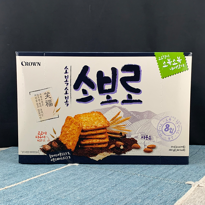 韩国进口克丽安笑福扁桃仁酥脆饼干60g盒装240g休闲食品充饥零食-图2