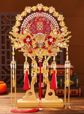 手工结婚团扇子喜扇中式婚礼道具