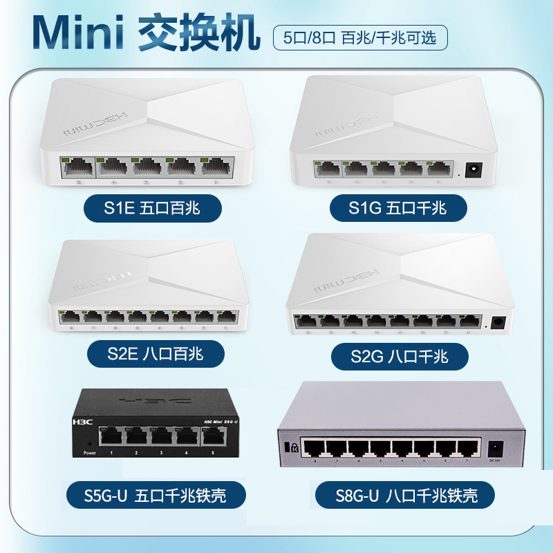 h3c交换机华三千兆5口8口16口24口网络监控分线器百兆S1E S2E S8G-U S1208D-S s16g-u s24g-u S1209F S1208V - 图0
