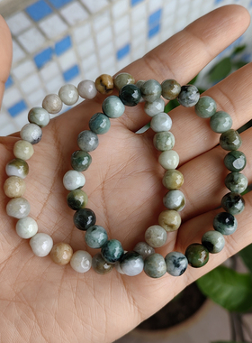 天然玉珠手链清货瑕疵特价不圆有纹不影响佩戴