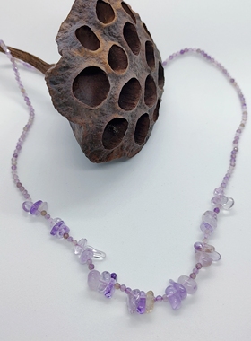 天然紫黄水晶随型项链高级感轻奢小众锁骨链