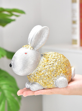 创意富贵卡通兔子存钱罐摆件