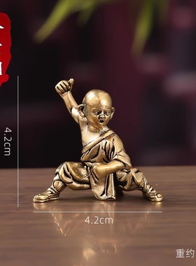 创意小铜人小沙弥公仔微物摆件