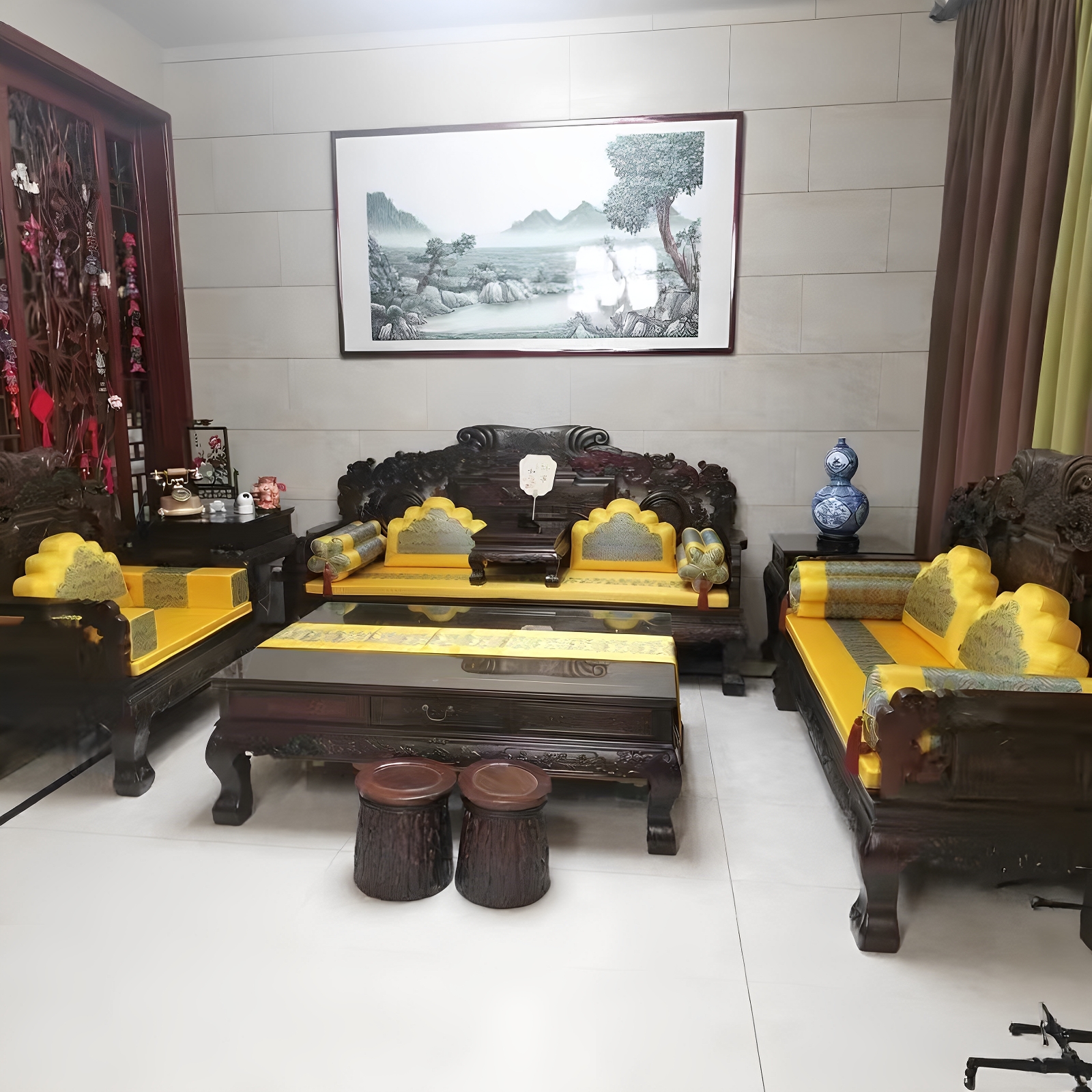 定制中式红木沙发坐垫软装宝座茶舍室主椅宫廷古典罗汉床高端精品