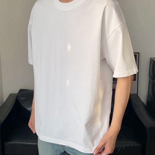 【躺水家】300G重磅纯色纯棉短袖圆领t恤内搭外穿宽松潮牌上衣