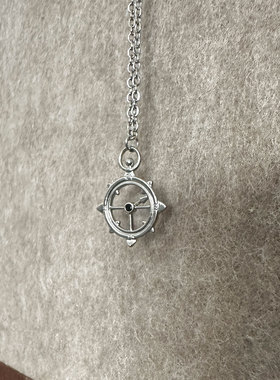 船舵吊坠项链男生ins高级设计感小众锁骨链男潮轻奢百搭男士饰品