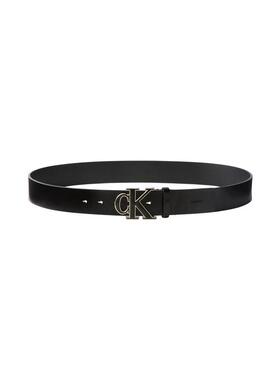 海外代购Calvin Klein/凯文克莱男士腰带针扣有光泽黑色宽版通勤