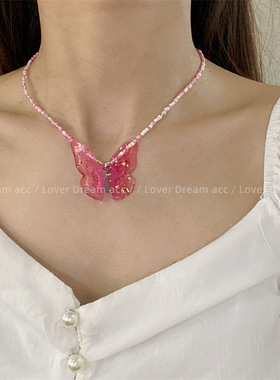 韩国立体蝴蝶少女锁骨链女