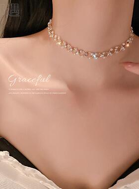 法式珍珠玉都遇锁骨链