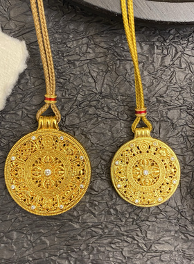 新中式国潮风八宝罗盘点钻福运金刚杵吊坠毛衣链