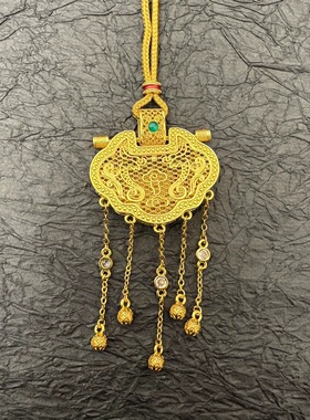 新中式国潮风点钻龙凤流苏锁包吊坠项链天子门生项链复古女送礼物