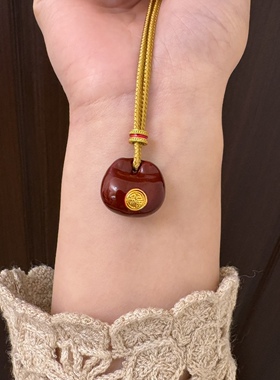 新中式国潮风红色珐琅滴油小胖福吊坠项链福袋复古高级感毛衣链