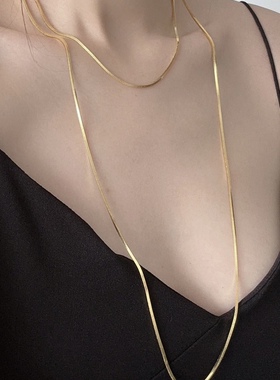长款锁骨链铜镀金高品质蛇骨链