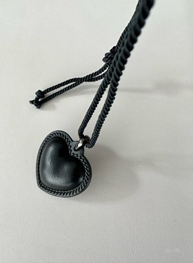 桃心项链吊坠绳皮革女
