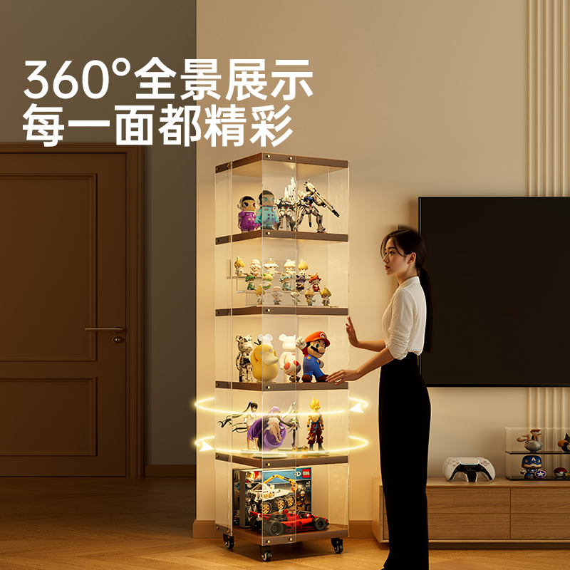 手办展示柜透明亚克力置物架产品陈列柜积木模型摆件防尘收纳架子 - 图0