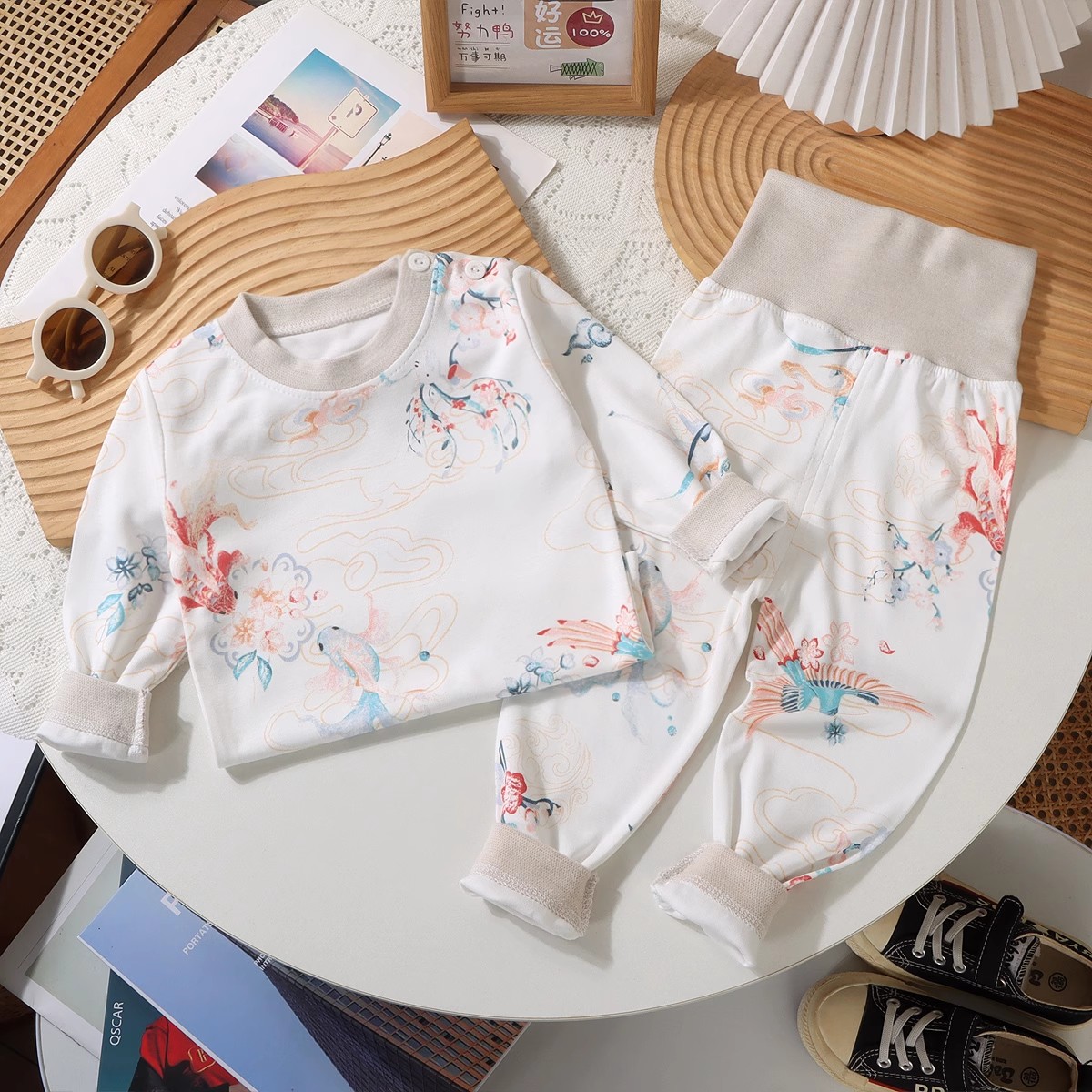 贝蒂小树秋冬婴儿纯棉内衣套装A类宝宝秋衣秋裤男女童护肚睡衣新