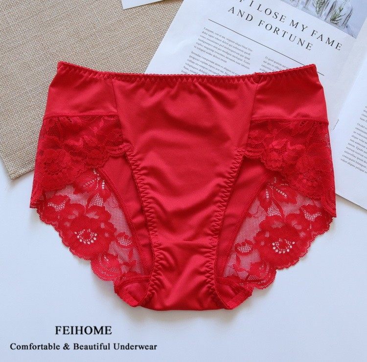 女士中高腰软滑牛奶丝女式短裤蕾丝边优雅知性无痕内裤加大码N363,淘宝优惠券,粉丝福利购,淘宝优惠卷