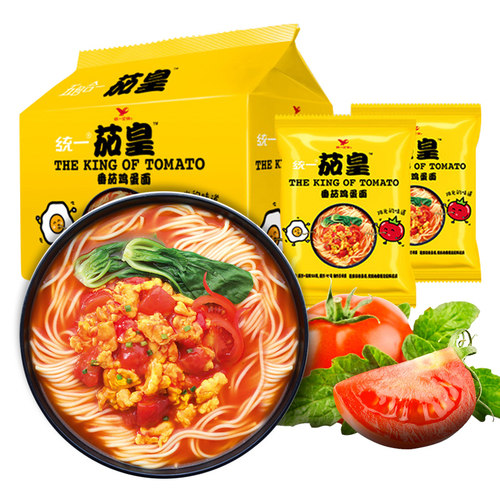 统一茄皇新疆番茄鸡蛋面西红柿牛肉面袋装泡面夜宵速食方便面整箱 - 图3