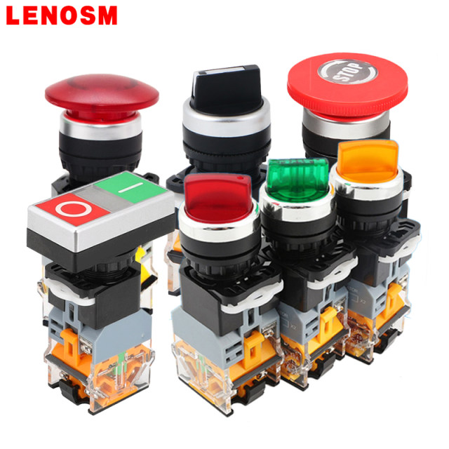 LA38 series LA125B button switch reset self-lock start start stop mushroom head emergency stop key knob flat button