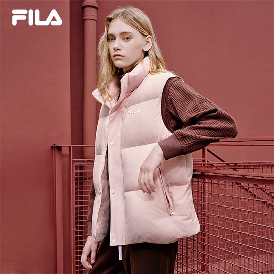FILA 斐乐官方情侣羽绒马甲女冬季新款时尚运动保暖立领羽绒背心